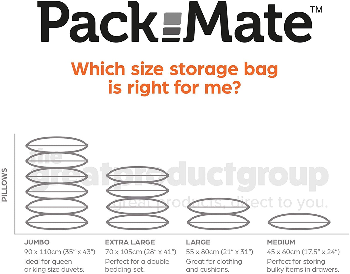 PackMate Flat Vacuum Storage Bags - Duvets, Bedding, Cushions/Pillows,  Clothing
